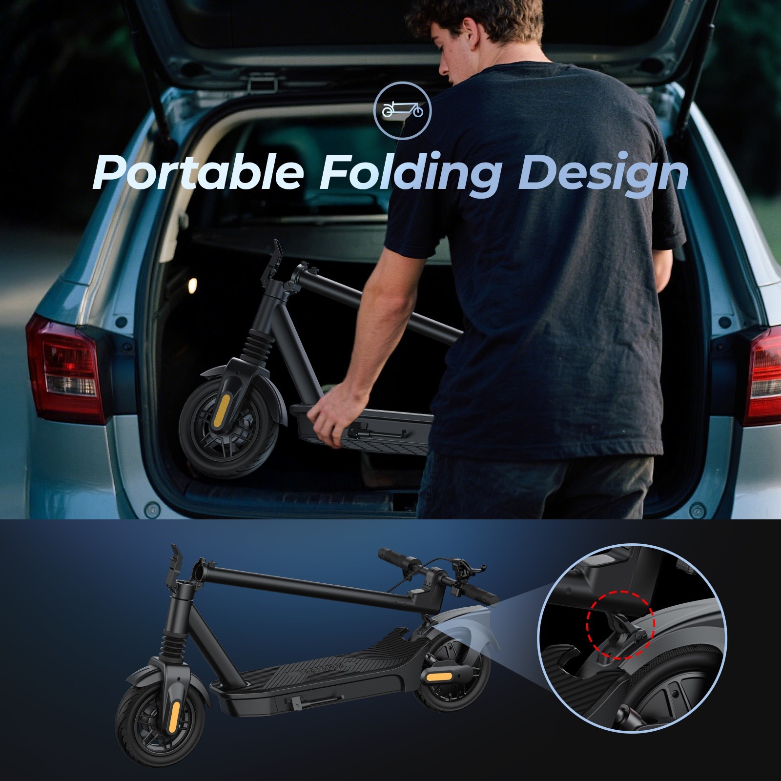 1000W Electric Scooter For Adults 25MPH 45 Mile Range 10" Tubeless Tires Scooter