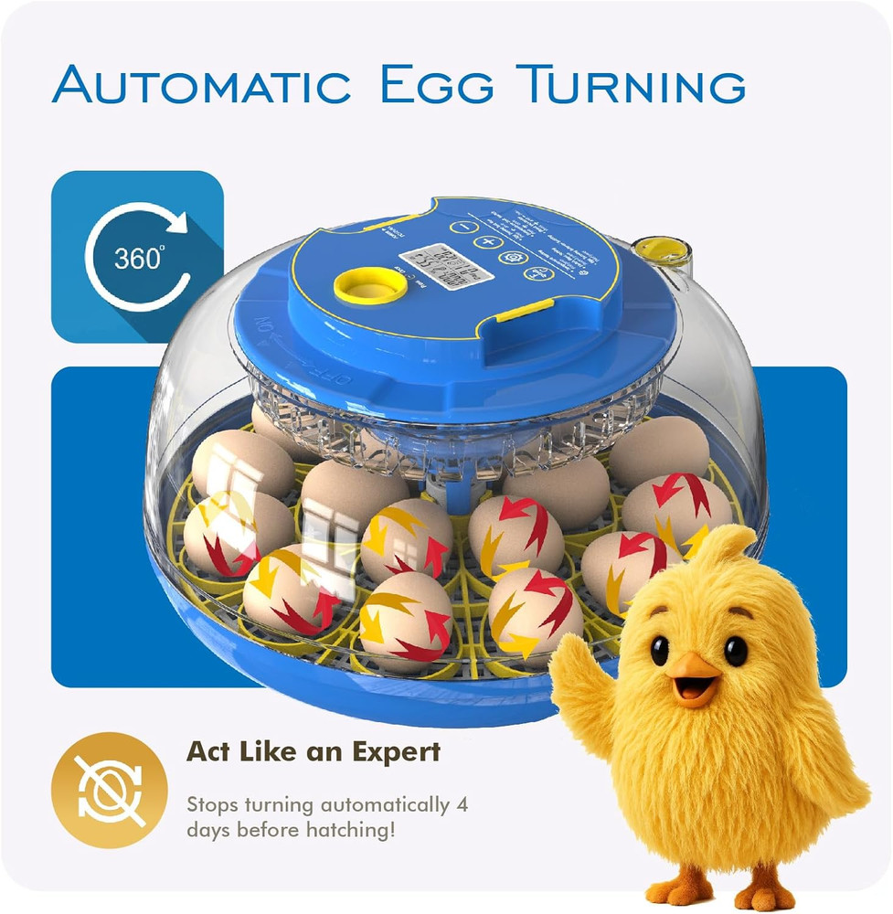 18 Egg Incubators for Hatching Eggs, Incubator with Automatic Egg Turning and Hu
