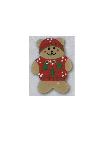 Mill Hill Ceramic Buttons 86157 Teddy Bear Red Sweater