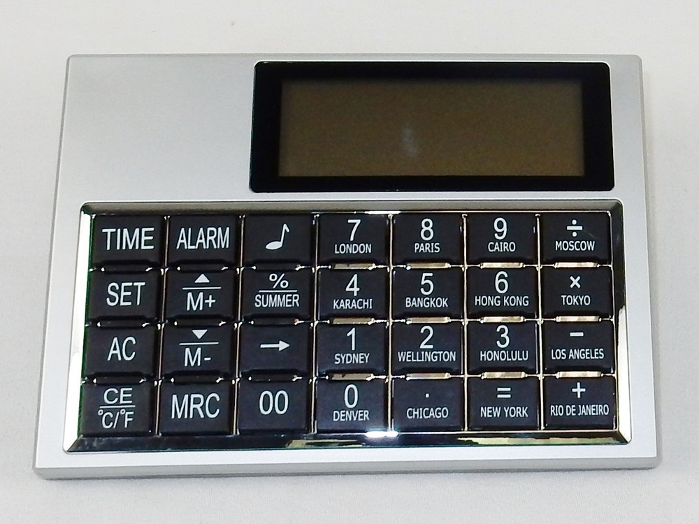 Desk Clock/Multi-Function Calculator w/World Time, Temp, Calendar, Alarm CW-801
