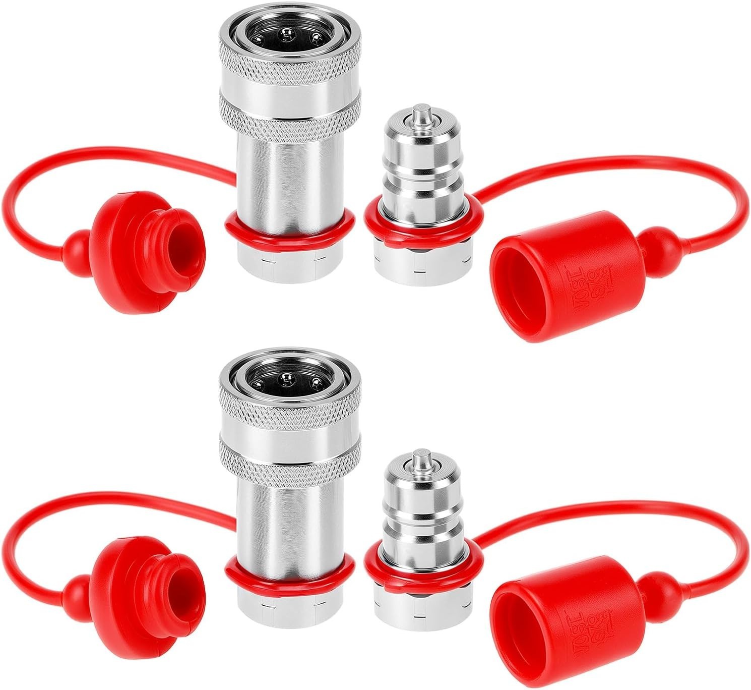 2 Pack 3/8” NPT Hydraulic Quick Connect Couplers 4000 PSI 3/8 Body Steel Set ISO