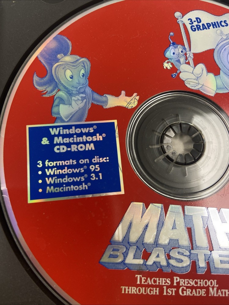 Davidson Math Blaster Jr. 4-7 Windows 95 3.1 Macintosh CD Rom Vintage Software