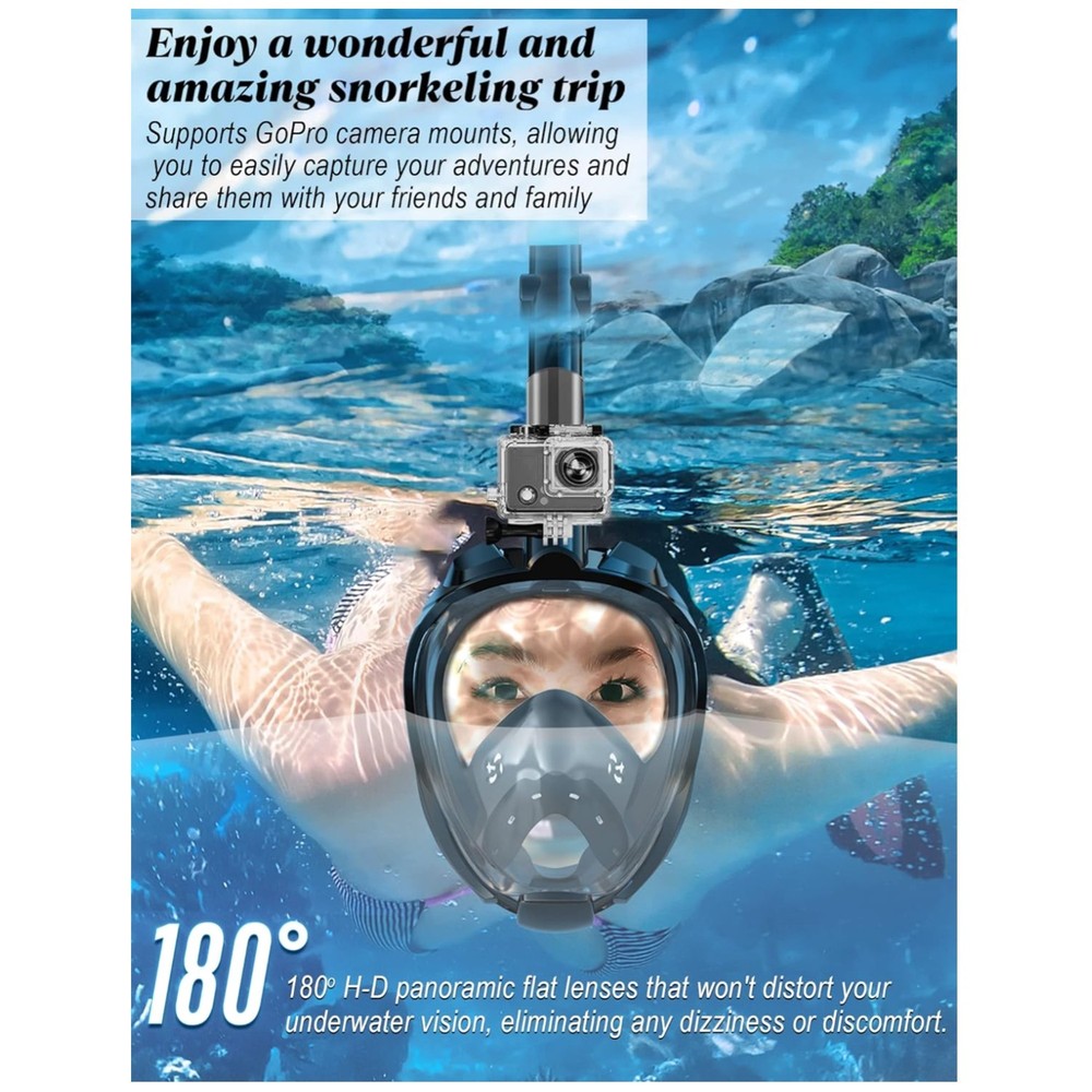 Foldable Full Face Snorkeling Mask - Safe Breathing Design