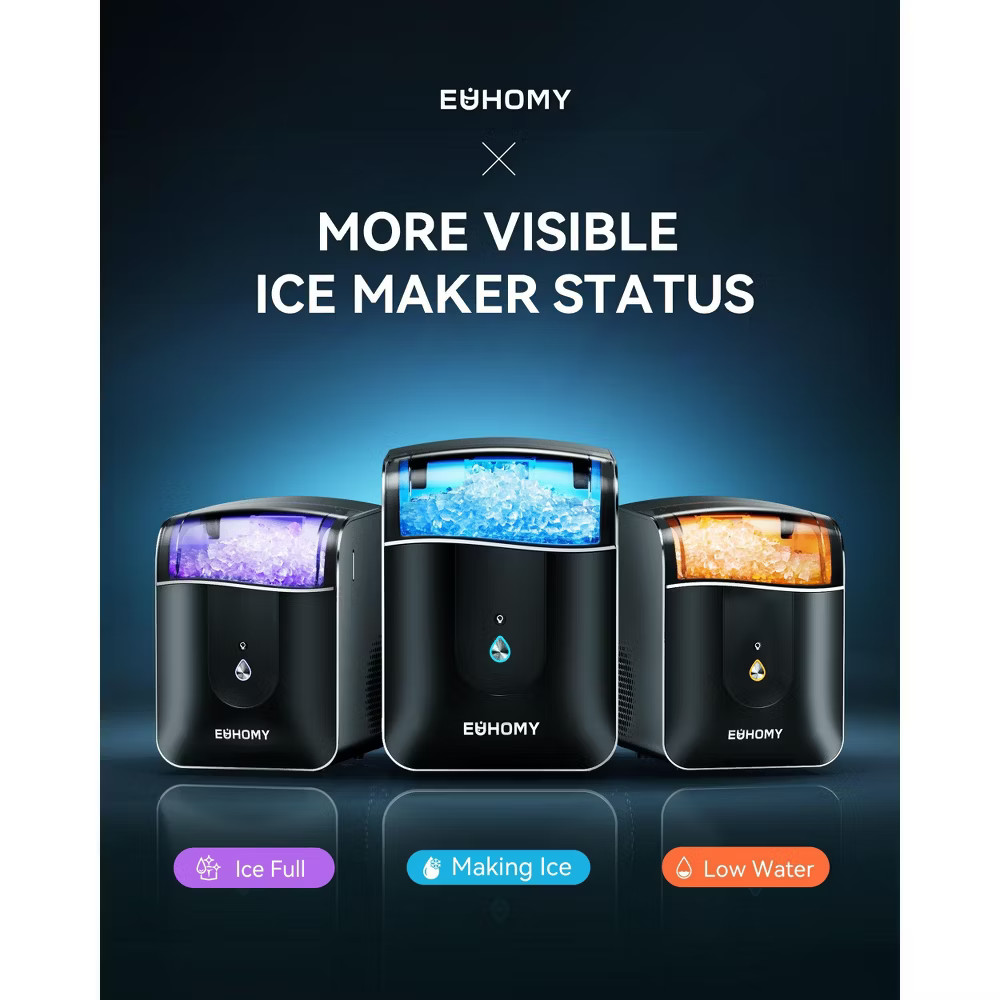 EUHOMY Smart Nugget Ice Maker Countertop, 40 Lbs/Day, APP Remote Control &