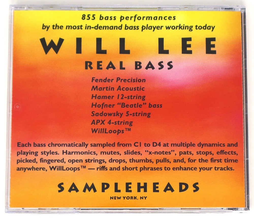 Sampleheads The Will Lee Bass Library Sample/Sound Library/Sampling CD