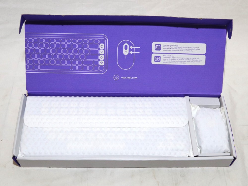 Logitech POP ICON Combo, Bluetooth Keyboard and Mouse Combo, Quiet Click - Lilac