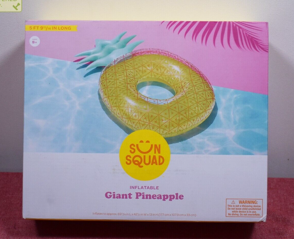 Sun Squad Inflatable Giant Pineapple Swim Pool Float Yellow