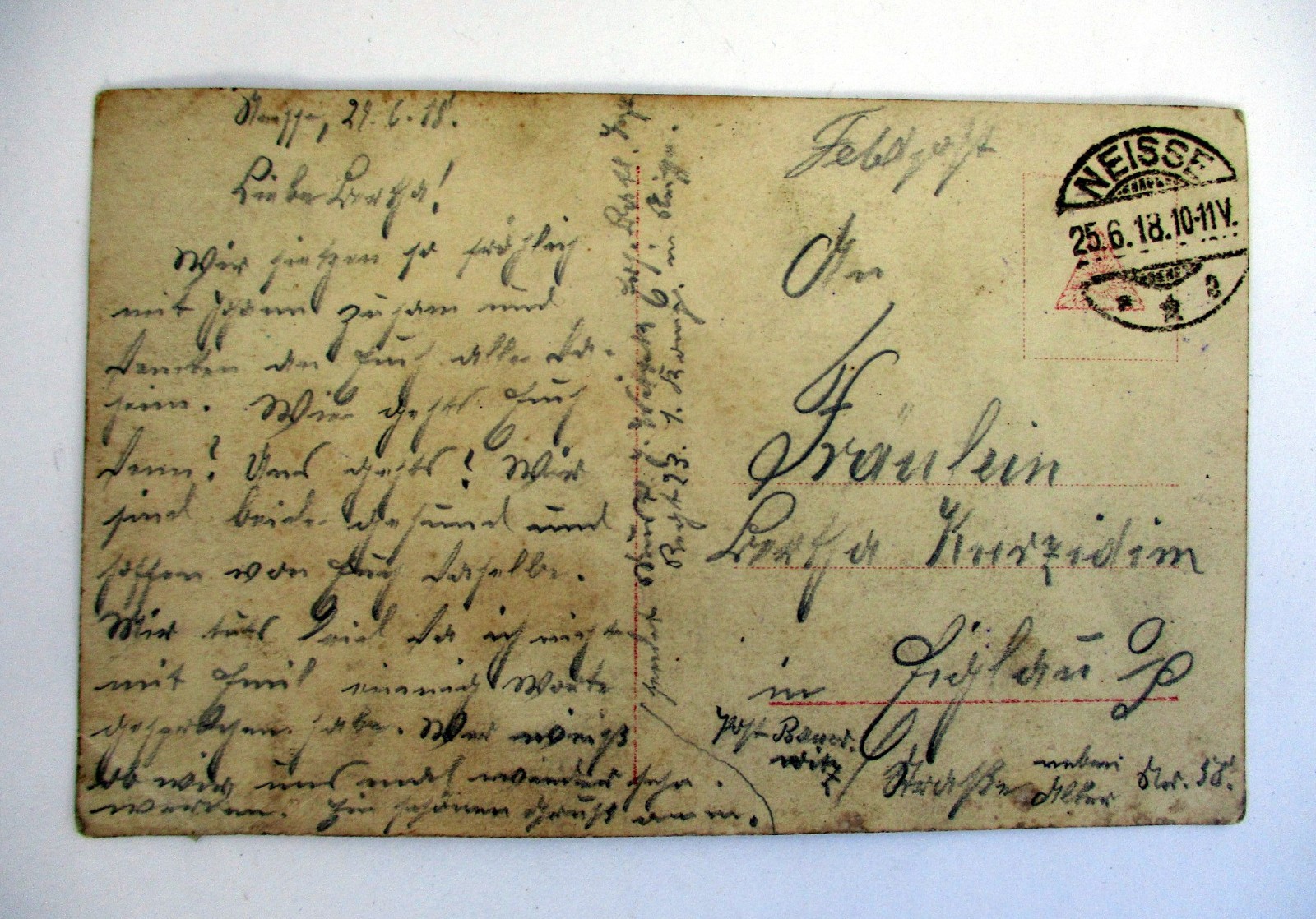 German Document WW1 Postcard Prussian