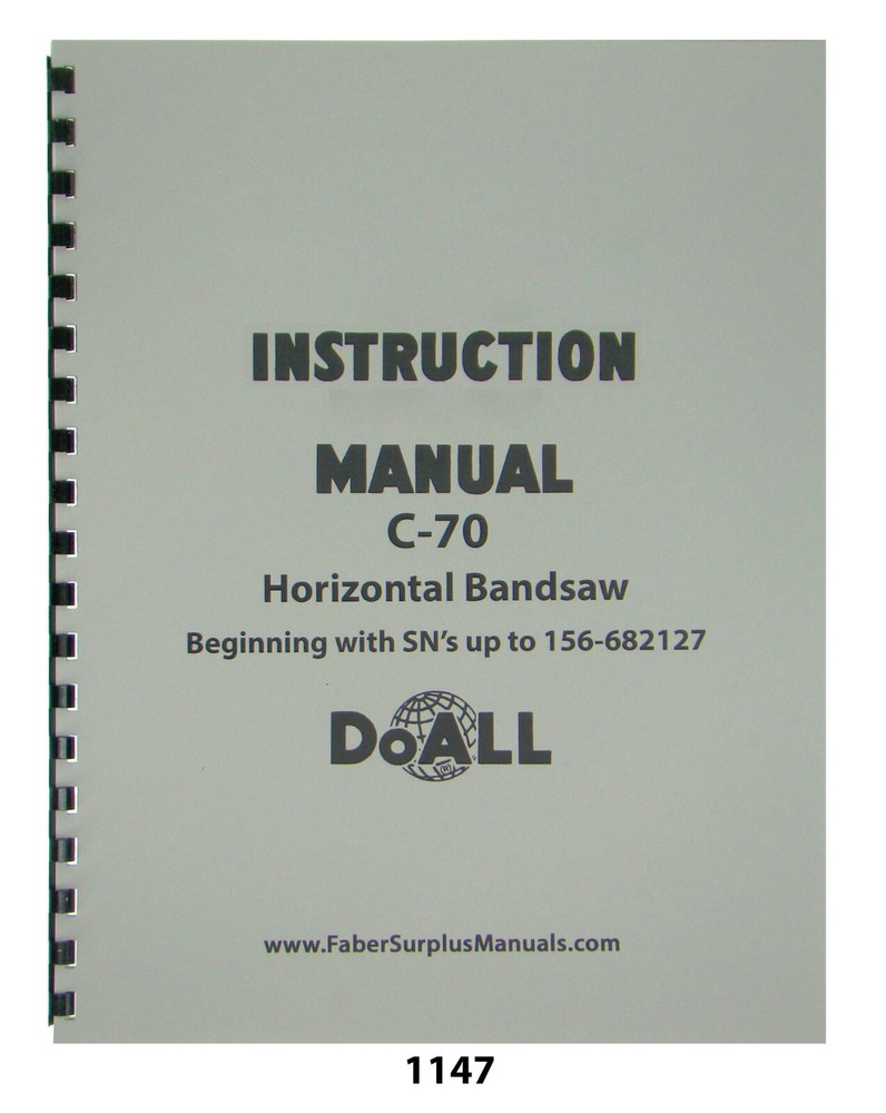 DoALL C70 Horizontal Automatic Power Bandsaw Instruction Manual #1147