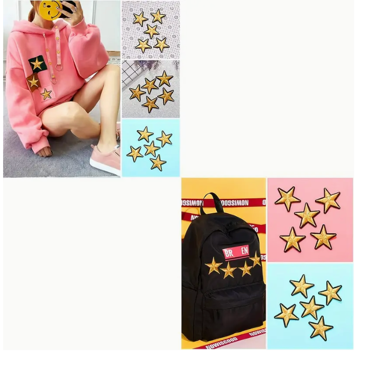 2" GOLD STAR - FIVE POINTED - Embroidered Iron On/Sew-On Patch