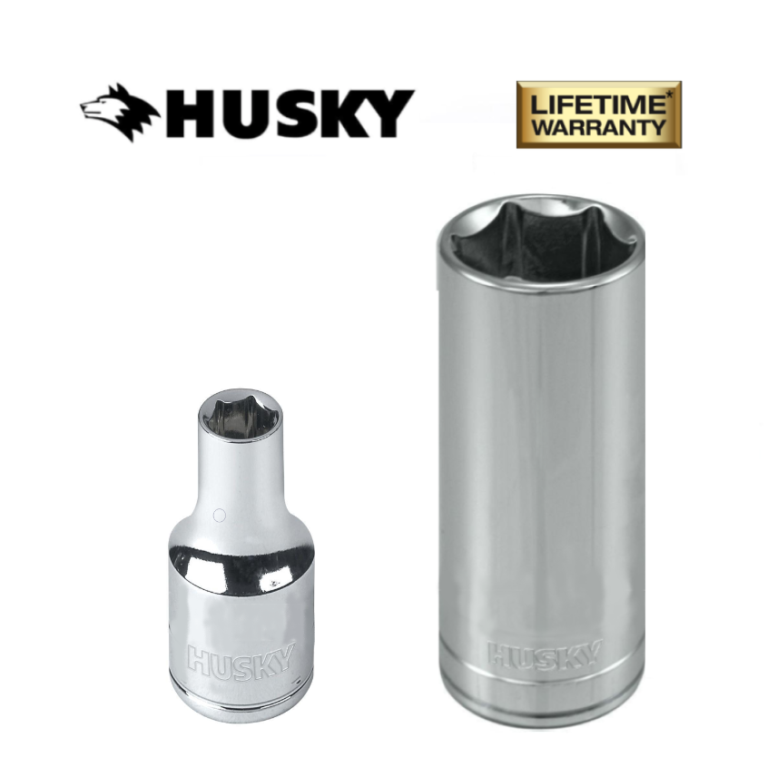 New Husky Socket 1/4", 3/8" or 1/2" Drive 6/12 Pt Shallow / Deep SAE mm Any Size