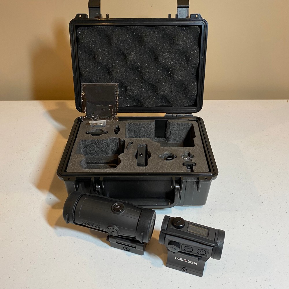 Holosun HS403C 2 MOA Dot Micro Red Dot Sights & HM3X 3X Magnifier Combo w/ Case