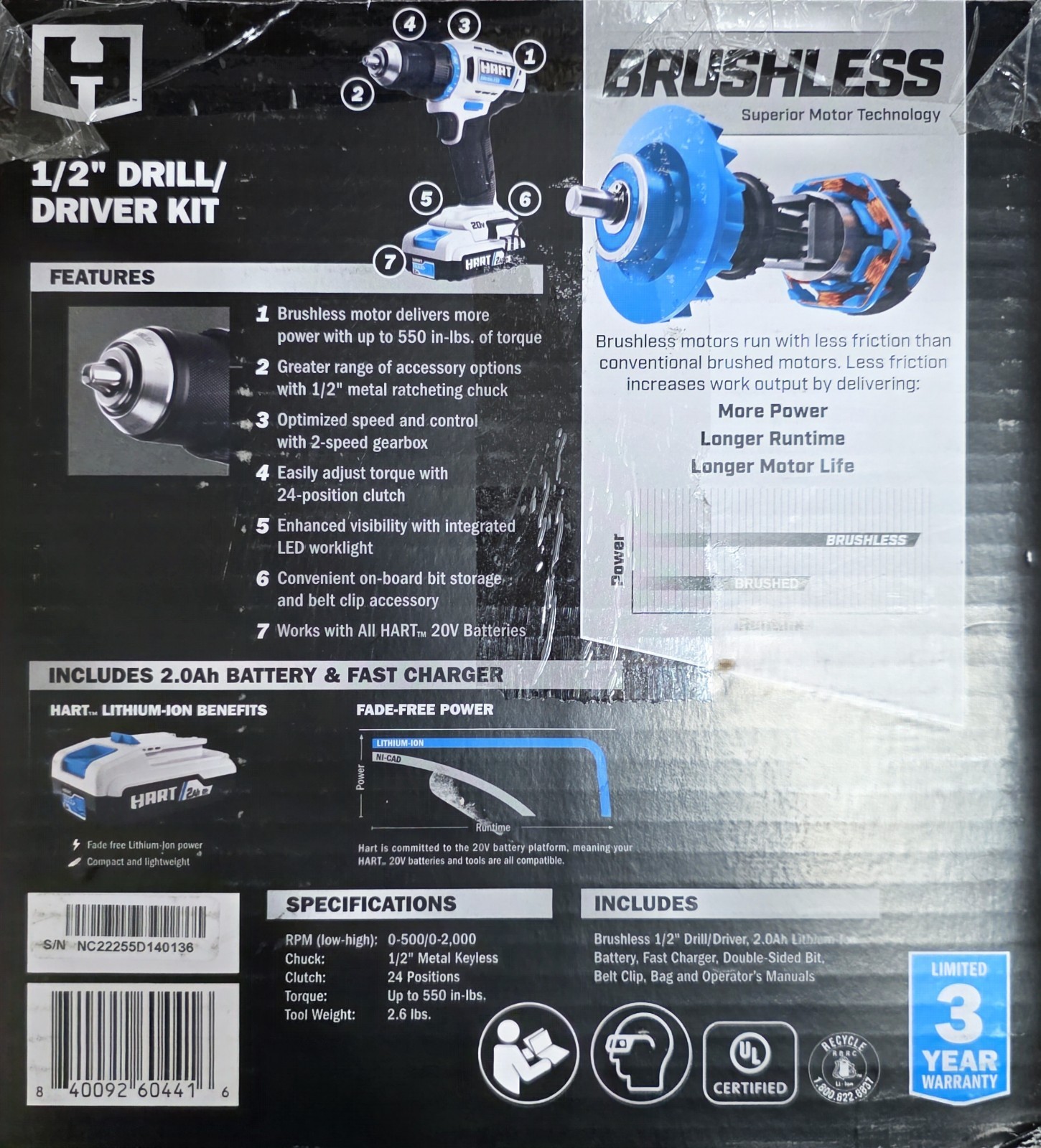 HART 20V Cordless 1/2" Drill/Driver Kit (TOOL ONLY) OPEN BOX