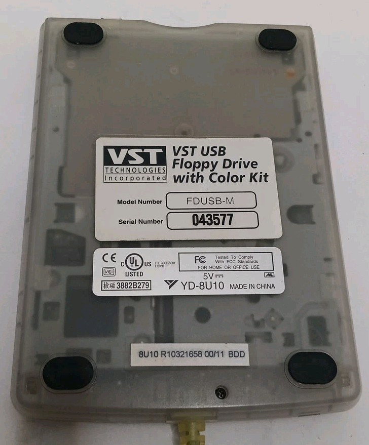 SMARTDISK VST FLOPPY 3.5 EXTERNAL DRIVE WITH COLOR KIT, MODEL FDUSB-M