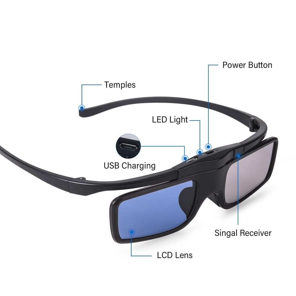 RF 3D Glasses, Active Shutter RF 3D Glasses Rechargeable Suitable for RF 3D T...