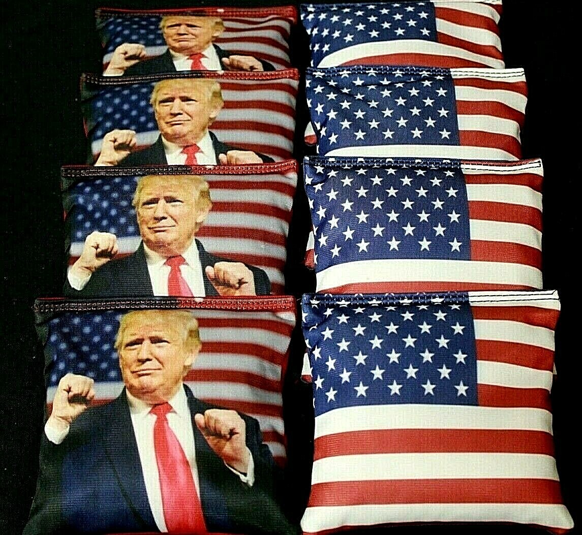 Custom USA TRUMP AMERICAN FLAG 8 ACA Regulation Cornhole Bean Bags