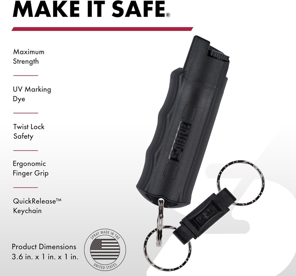 Portable Maximum Strength Pepper Spray with Adjustable Reflective Hand Strap