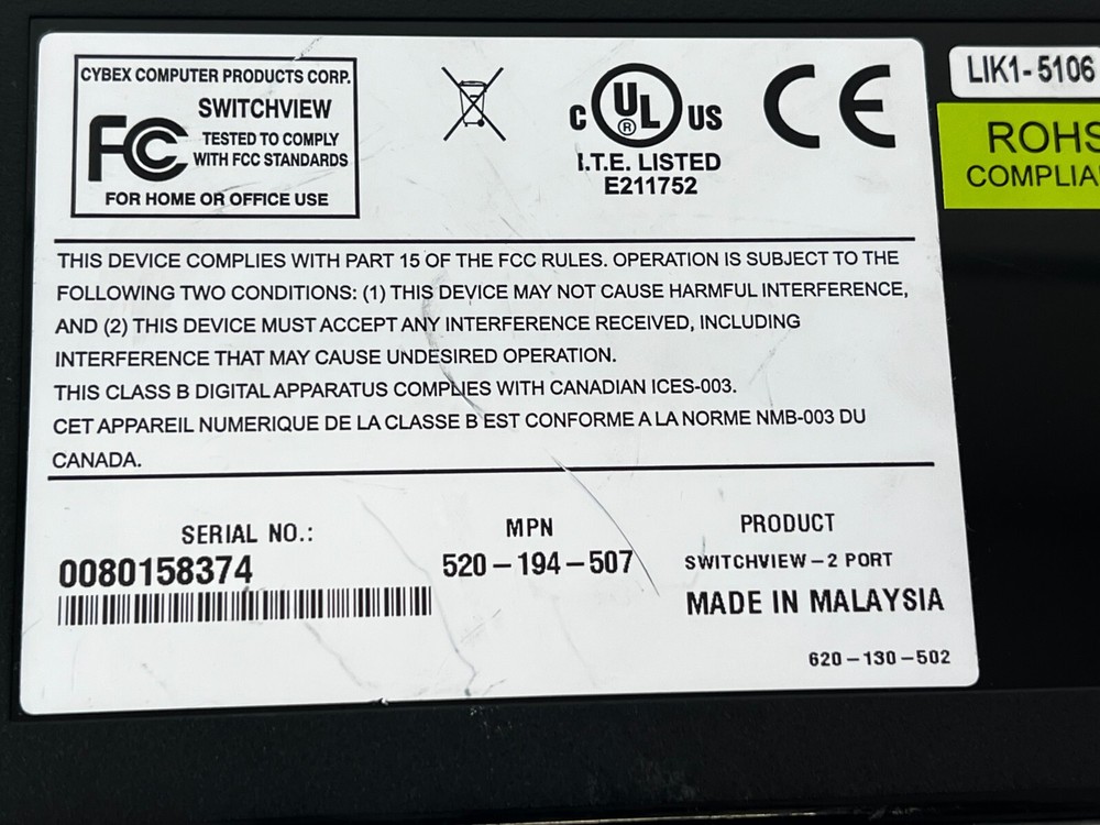 PP20: Avocent 520-194-507 2-Port KVM Switch