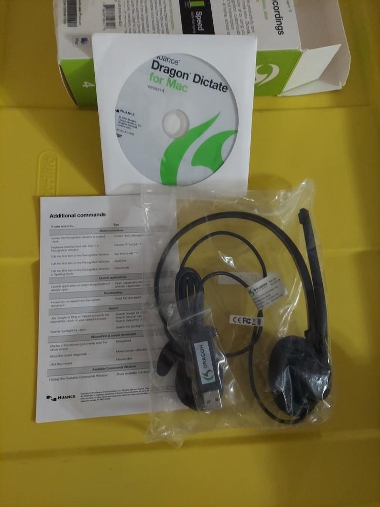 NUANCE DRAGON DICTATE FOR MAC SPEECH RECOGNITION SOFTWARE SET VERSION 4 USED