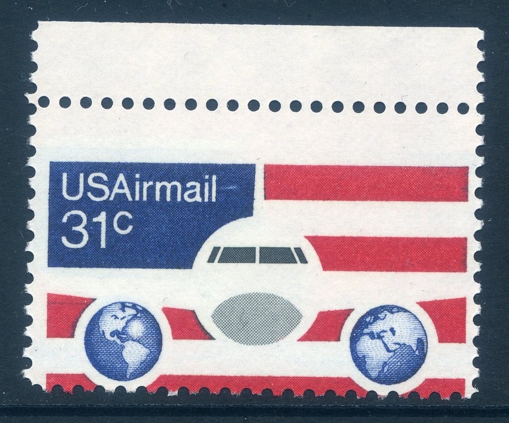 C90, 31¢ Plane over Globes, Dramatic Misperf, Mint NH