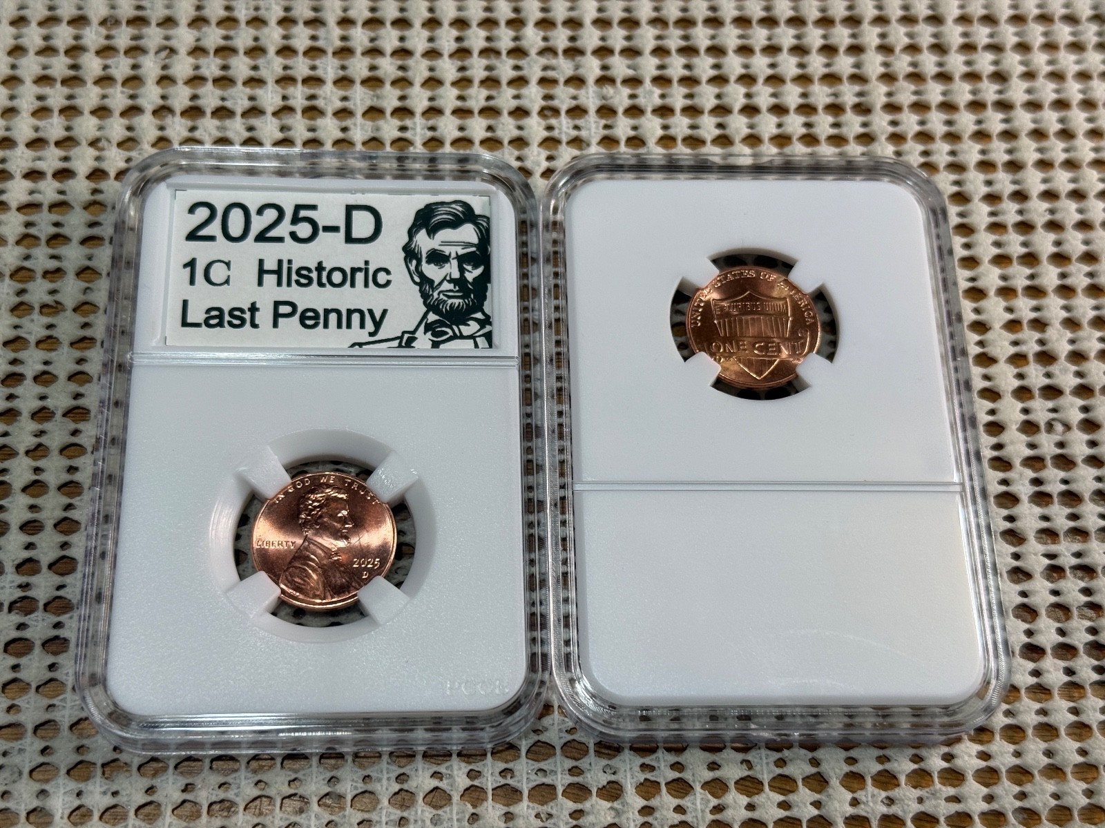 🔥 Historic Last Penny Set 2025 P&D • Mounted In Coin Display Slabs