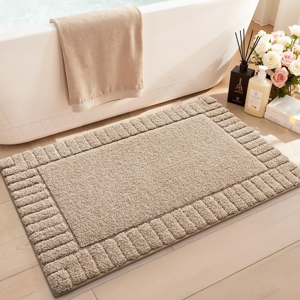 Bathroom Rugs Non Slip with Rubber Backing, Extra Soft Plush Microfiber Bath ...