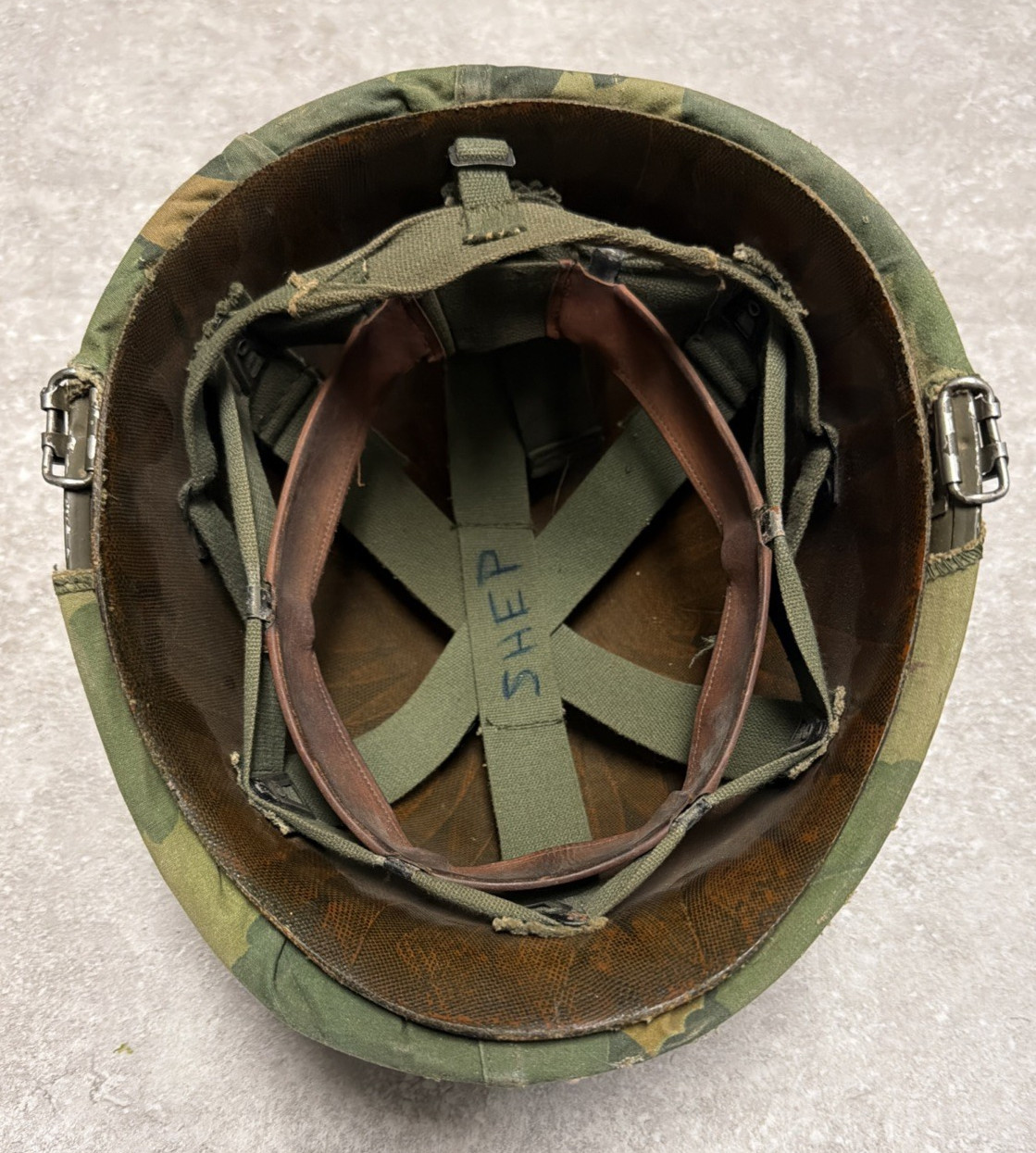 Vietnam WWII Steel Pot FRONT SEAM Helmet Mitchell Cover Liner NICE