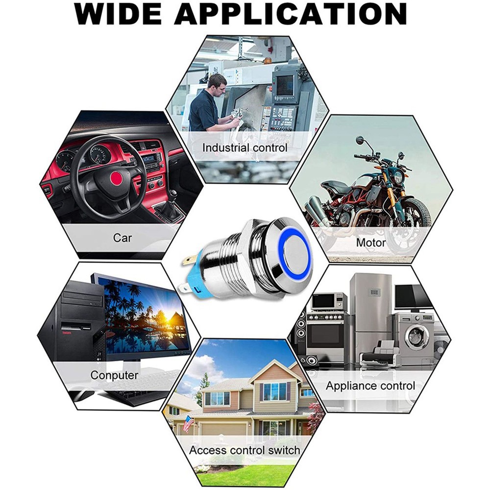 5pcs 12mm locking push button switch high round cap, waterproof8789