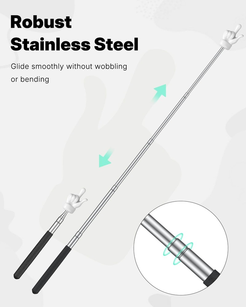 Uniclife 2 Pcs Telescopic Teachers Pointer Mini Retractable 2 Pcs, Black