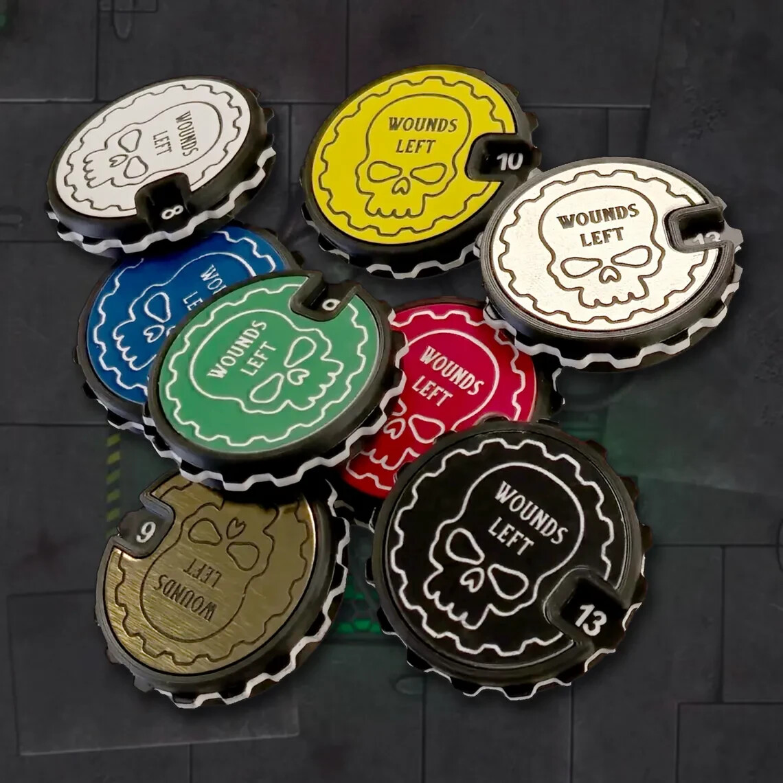 Premium 0-16 Damage Wound Trackers - Pack of Gaming Counters for AoS, 40k, KoW