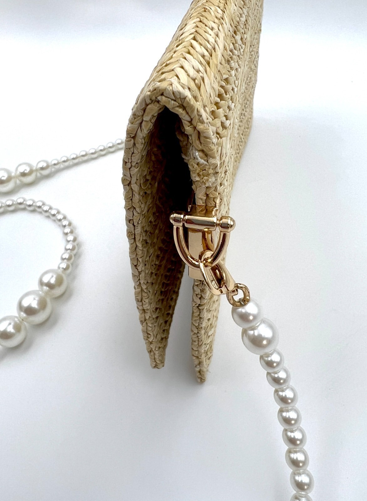 Christian Dior Straw Raffia Woven Cosmetic Zipper Bag Pouch with Chain in box