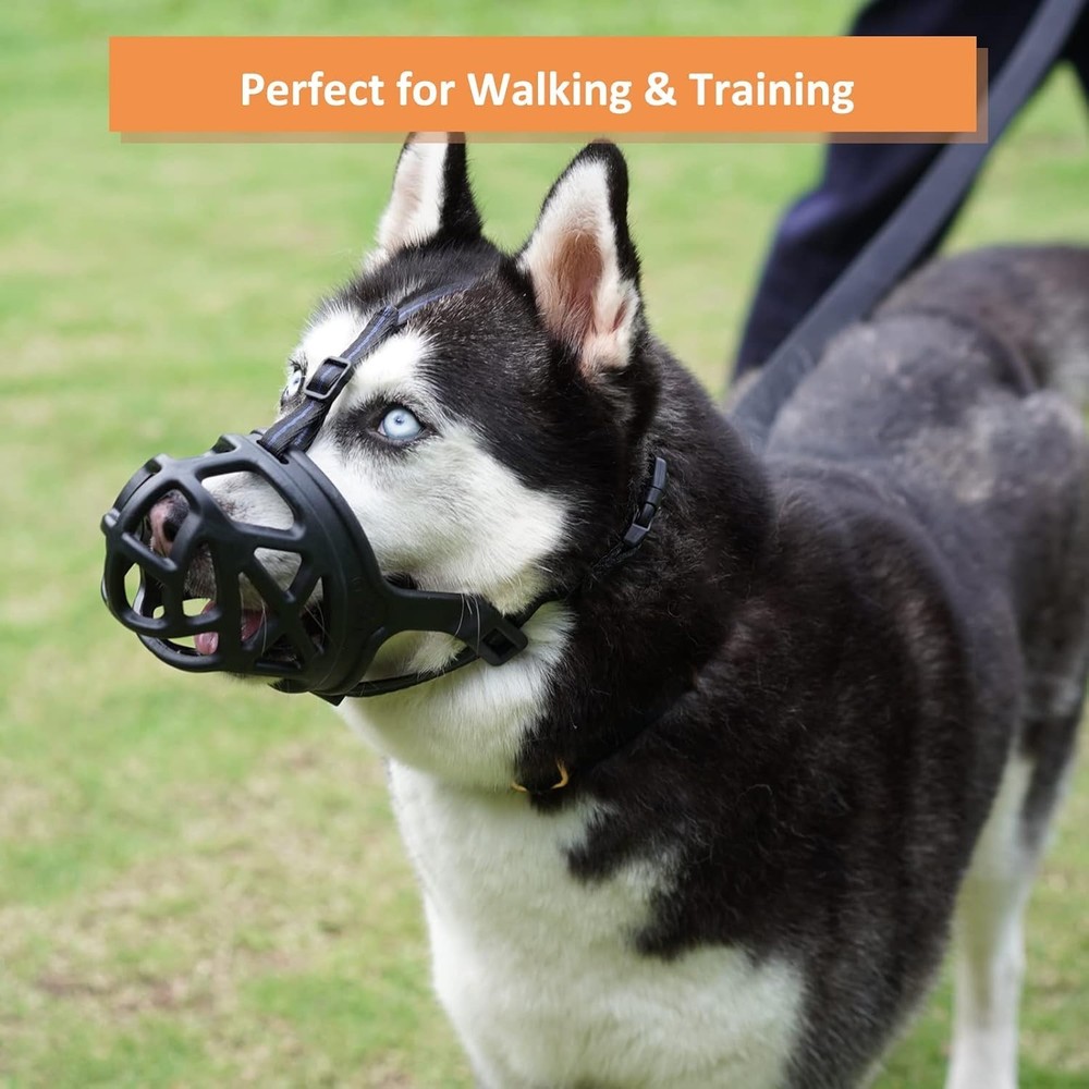 Large Dog Muzzle L - Humane Basket Design Preventing Biting and Chewing
