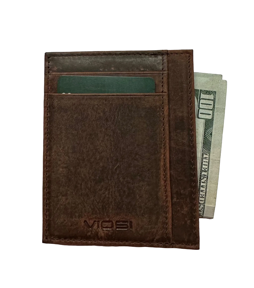 Brown, Pocket Wallet RFID Blocking Thin Leather Card Case