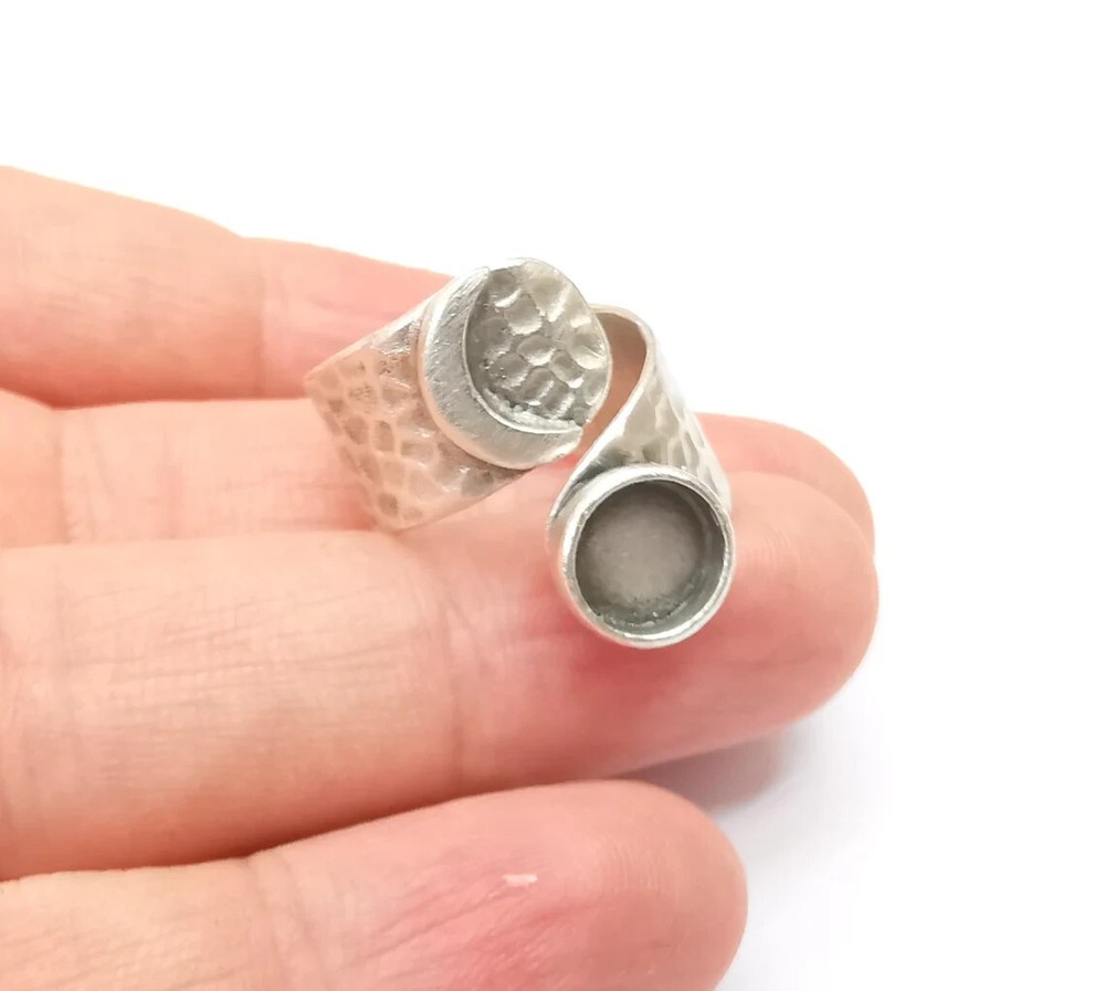 Crescent Ring Setting Blank Cabochon Mounting Adjustable Ring Base Bezel