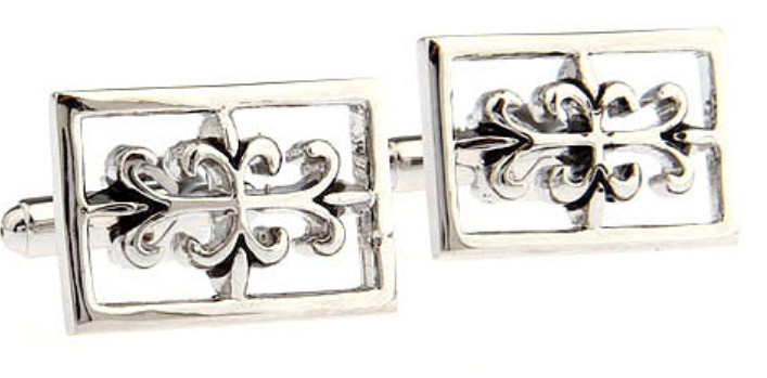 Unique Rectangle Gothic Inspired Silver Rhodium Cufflinks by CUFFLINKS DIRECT