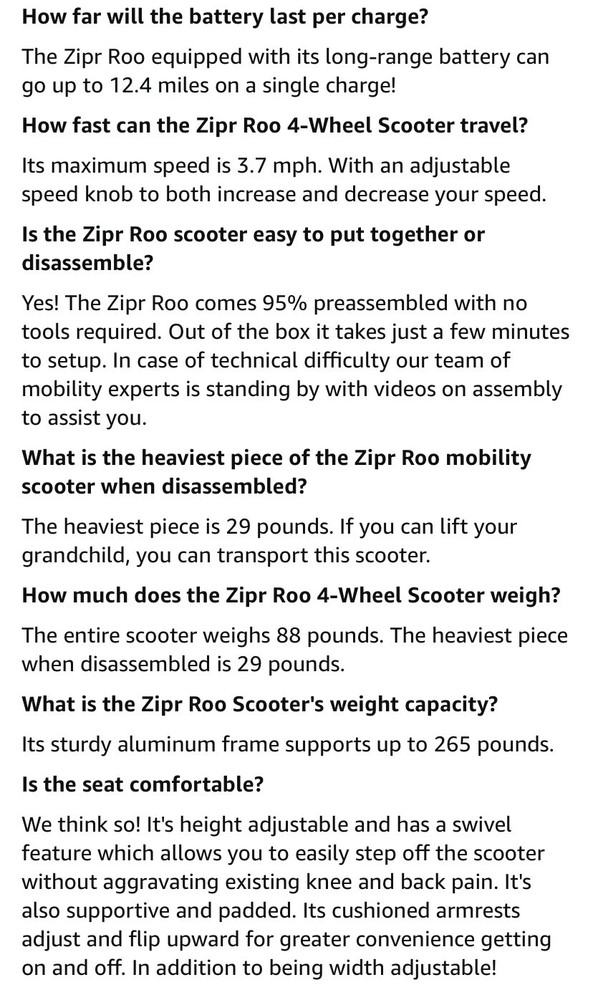 zip r' roo mobility scooter