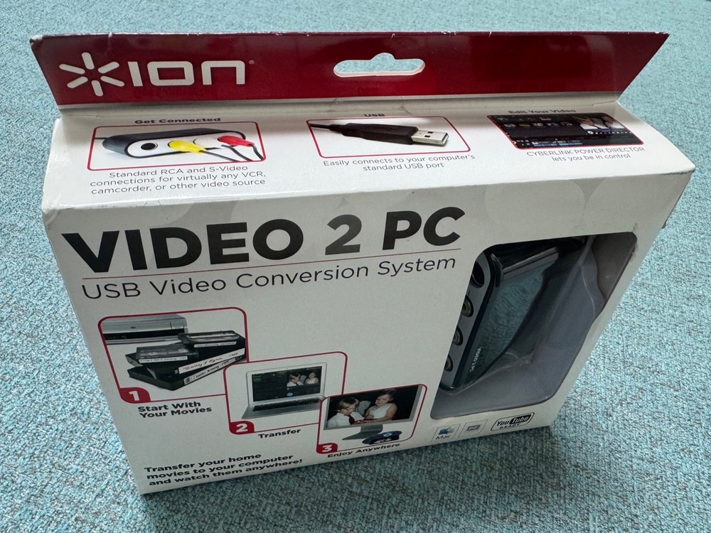OPEN BOX UNTESTED / ION Video 2 PC VHS VCR to Comp USB Video Conversion System