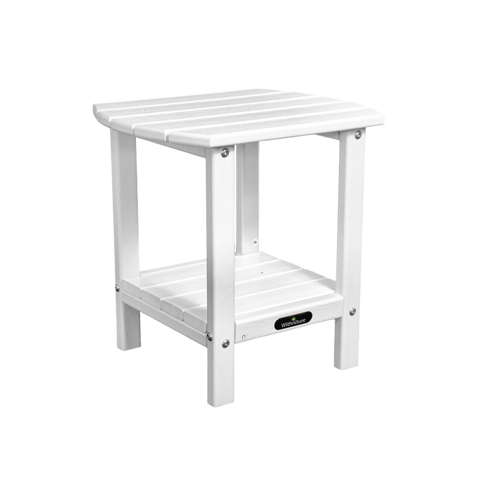 White Plastic Outdoor Side Table Small Patio Adirondack End Table