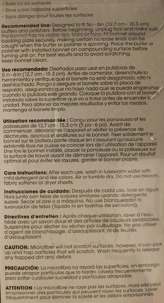 Autocraft Microfiber Bonnet For 5-6inch Diameter Buffer Wheel (2 Per Pack) AC274
