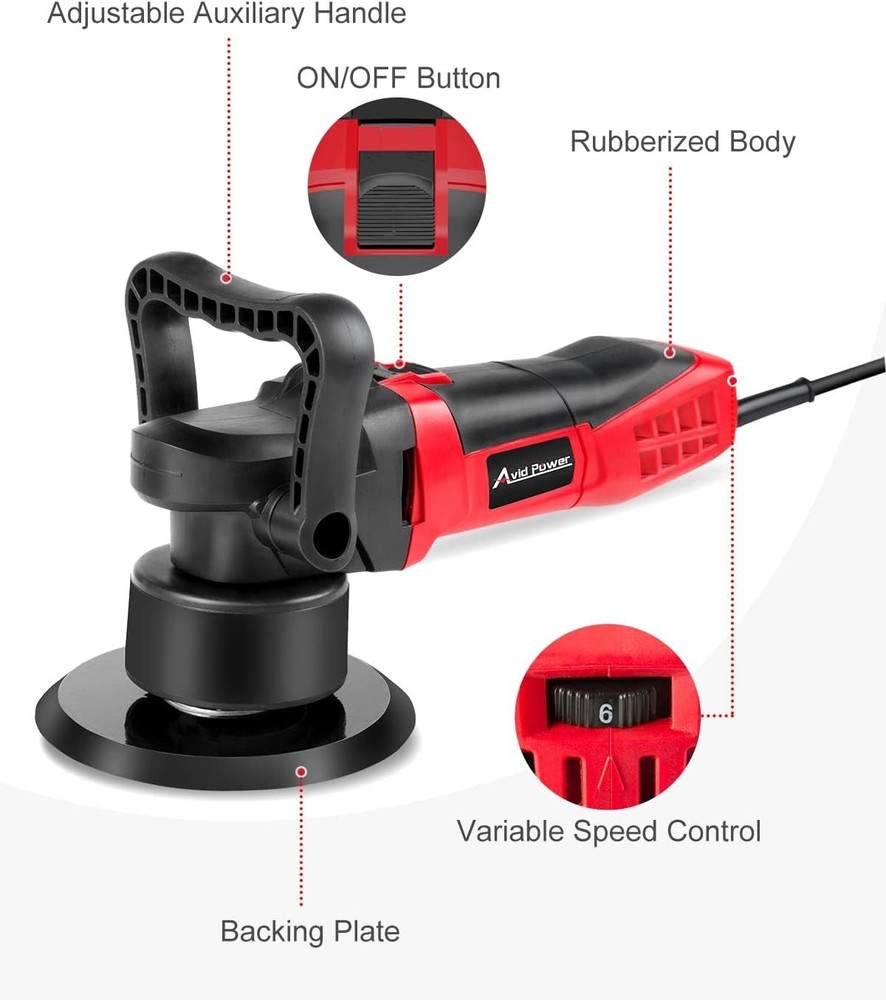 Variable Speed 6-Inch Random Orbital Buffer Polisher - Detailing Made Easy