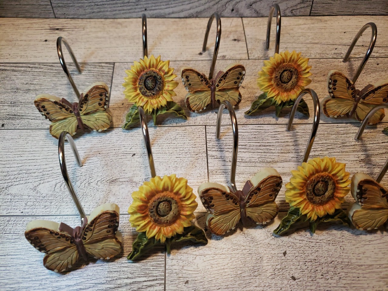 Butterfly Sunflower Shower Hooks 12pc