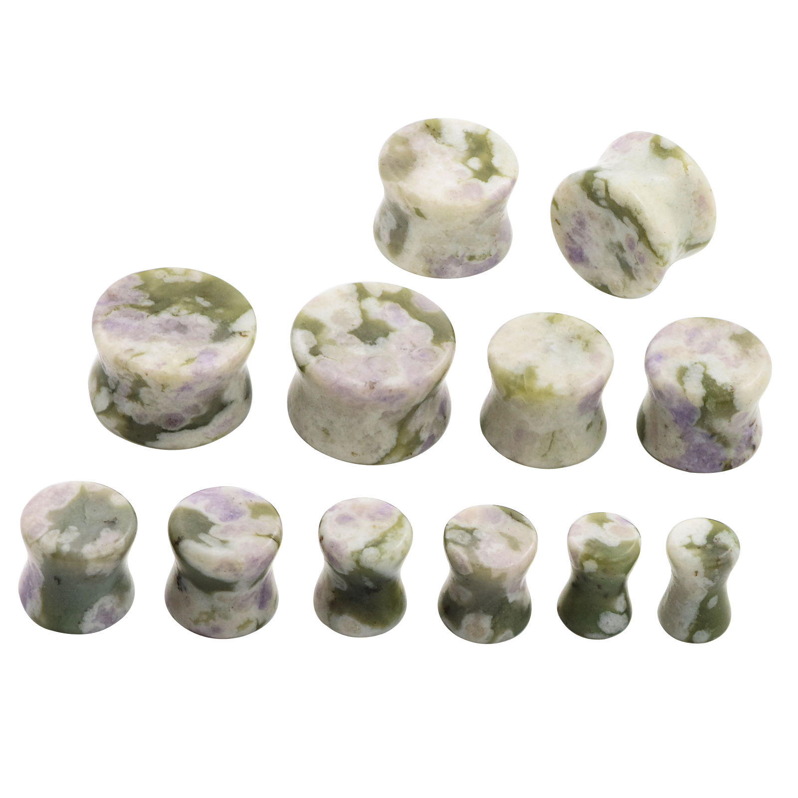 Natural Stone Ear Plugs Ear Gauges Double Flares Flesh Tunnels Saddle Plug-PAIR