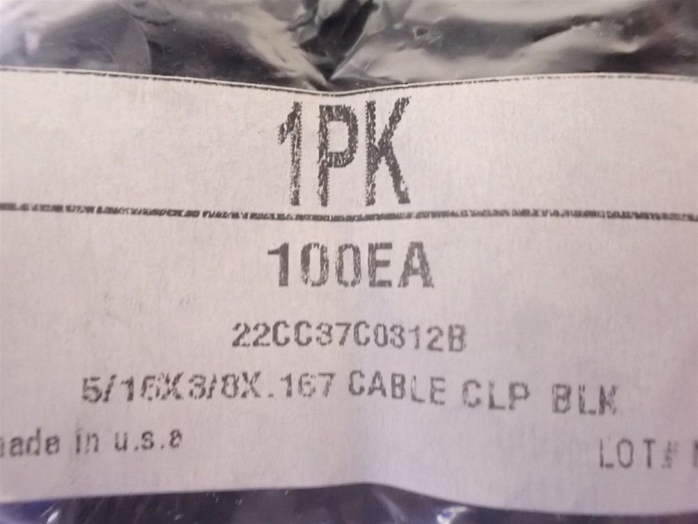 22CC37C0312B 5/16" Black Plastic Cable Clamp 100 Pack (O8)