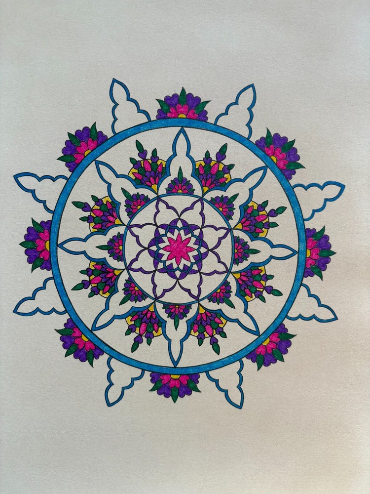 Original Art-Drawing-Circular Pattern-Rosette-Mandala -9" x 12" A4 - Artwork