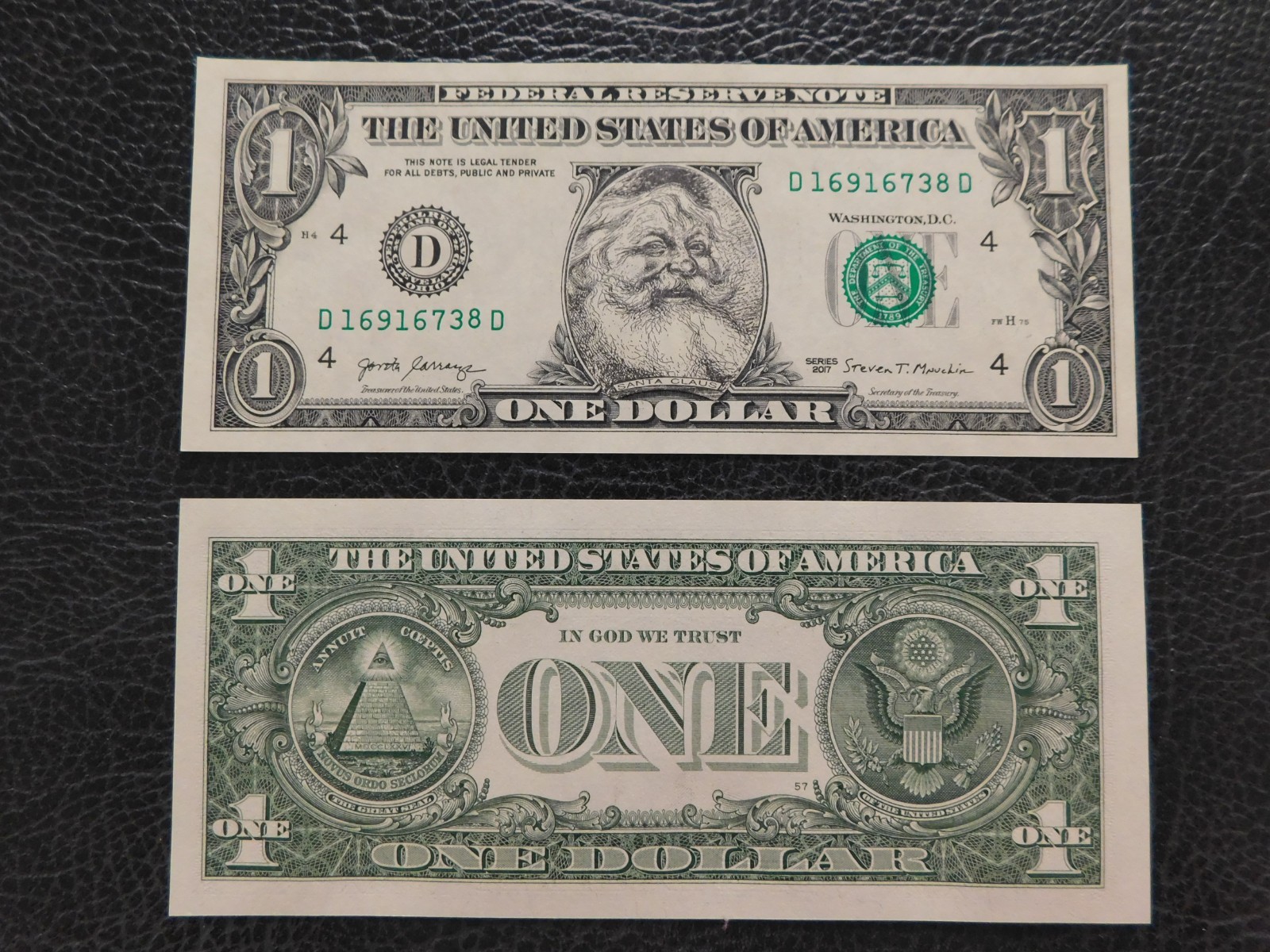 The Santa Claus U.S. $1 Dollar Bill Money "Santa Dollar" NEW ITEM # 001. *63.