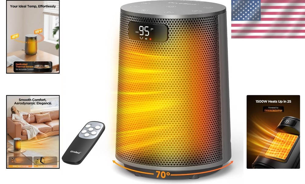 Grey Oscillating Heater with Precision Temperature Control