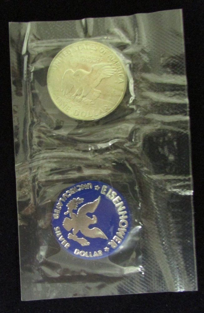 1971 Silver Eisenhower Uncirculated Dollar in Cello & Blue Envelope