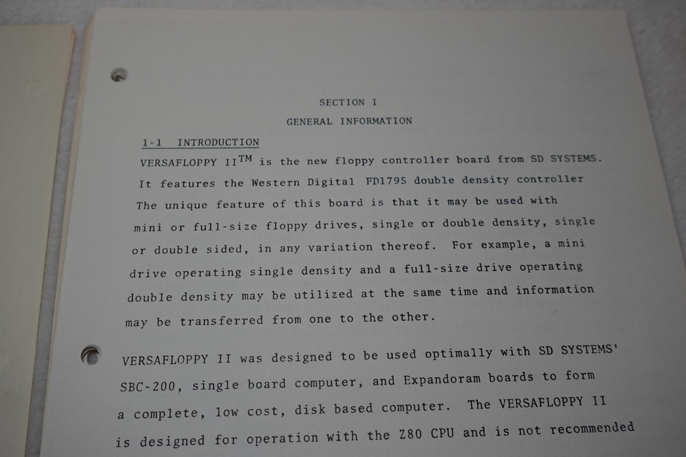 Versafloppy II Floppy Disk Controller SD Systems Syntech Vintage Publications