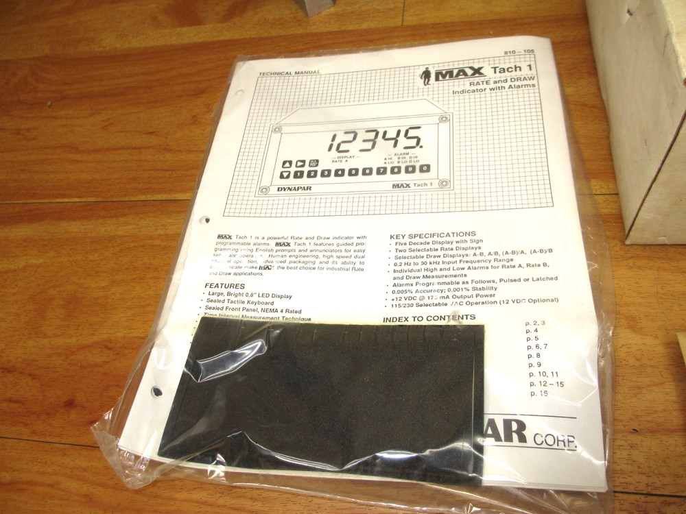 Dynapar MT100S00 *NEW OLD STK* Max Tach 1 Tachometer Panel Meter Rate & Draw