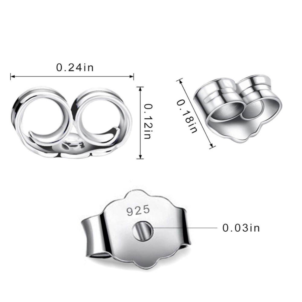 30PCS 925 Sterling Silver Earring Backs Replacement Secure Locking Ear Nuts Jewe
